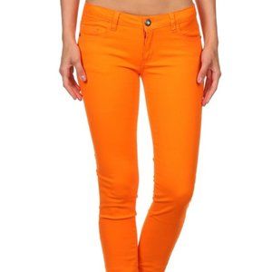 SOLID MID RISE SKINNY SLIGHTY FADED JEANS PANTS